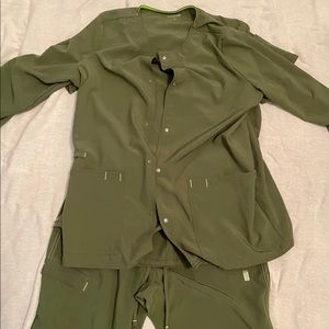 Hunter green scrub set with jacket